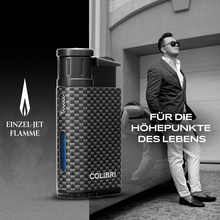 Colibri Evo Sturmfeuerzeug - Windbeständig - Extragrosse Einstellrad - Jet Feuerzeug Mit Einzel Jetf