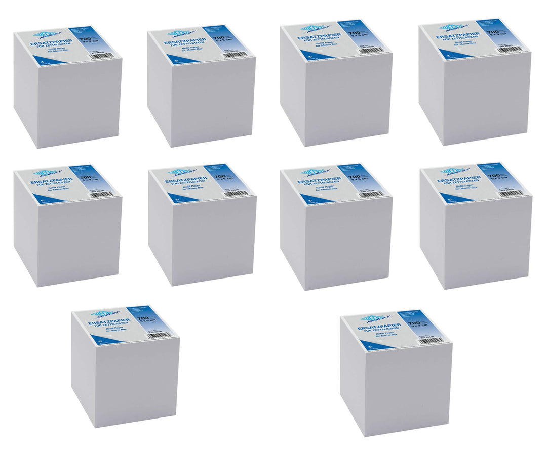 Wedo 27026500 Ersatzpapier (für Zettelbox, holzfrei, 9 x 9 cm, 700 Blatt) (10, weiss)