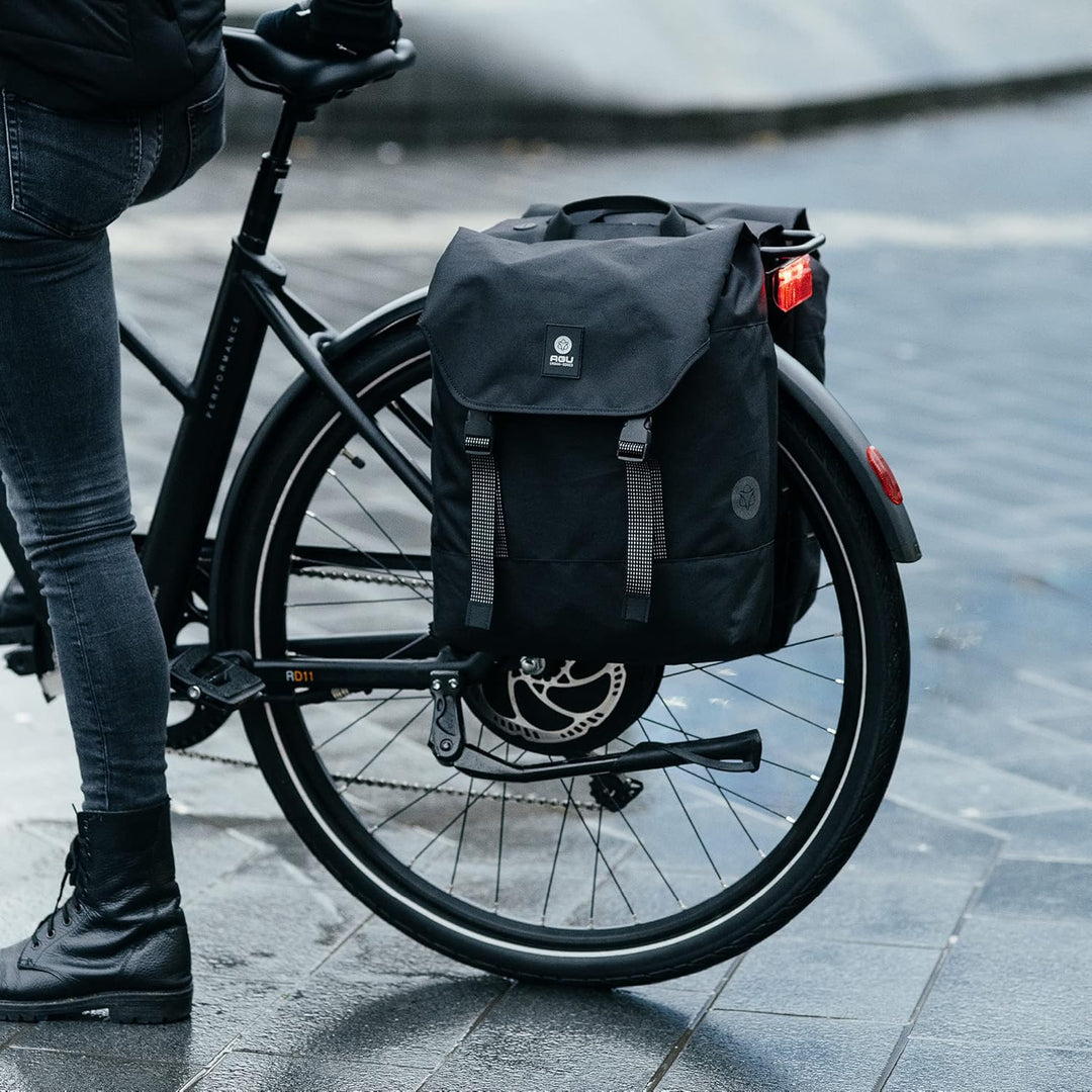 AGU Essentials DWR Urban Doppelte Fahrradtasche für Gepäckträger, 36L Gepäckträgertasche Fahrrad, Wa