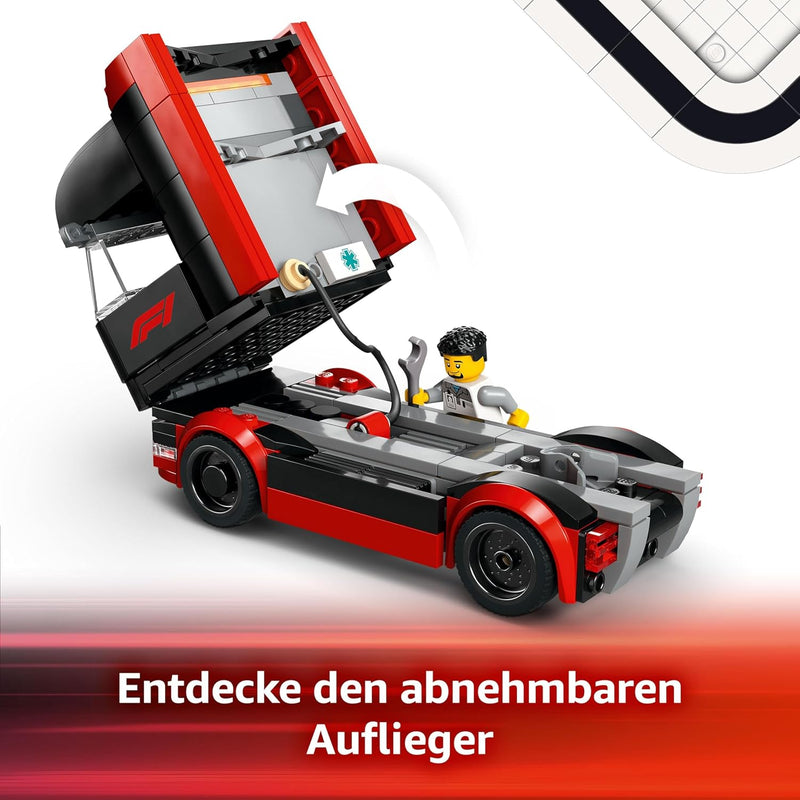 LEGO City F1 Transporter mit RB20 & AMR24 F1 Rennautos - Spielzeug Autotransporter für Red Bull & As