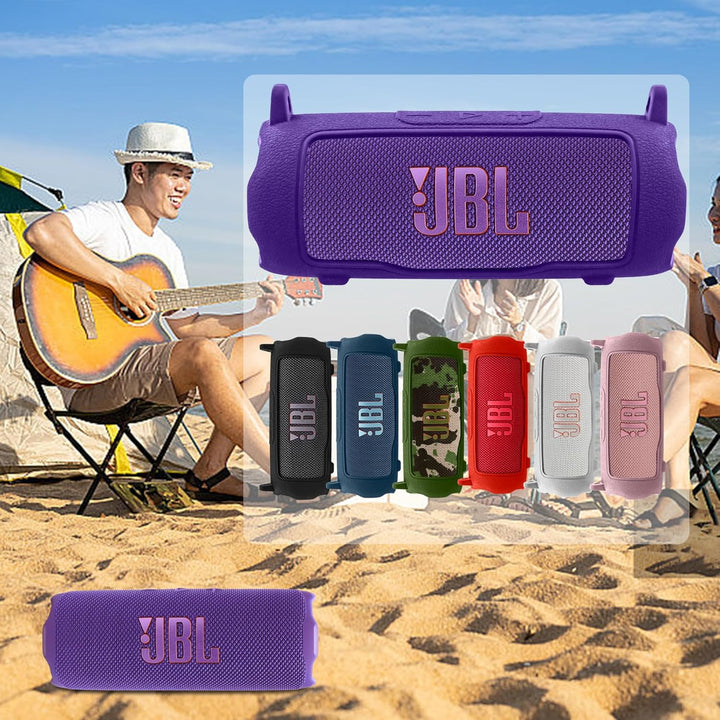 Khanka für JBL Flip 7 Silikon-Schutzhülle mit abnehmbarem Schultergurt, stossfeste weiche Hülle für