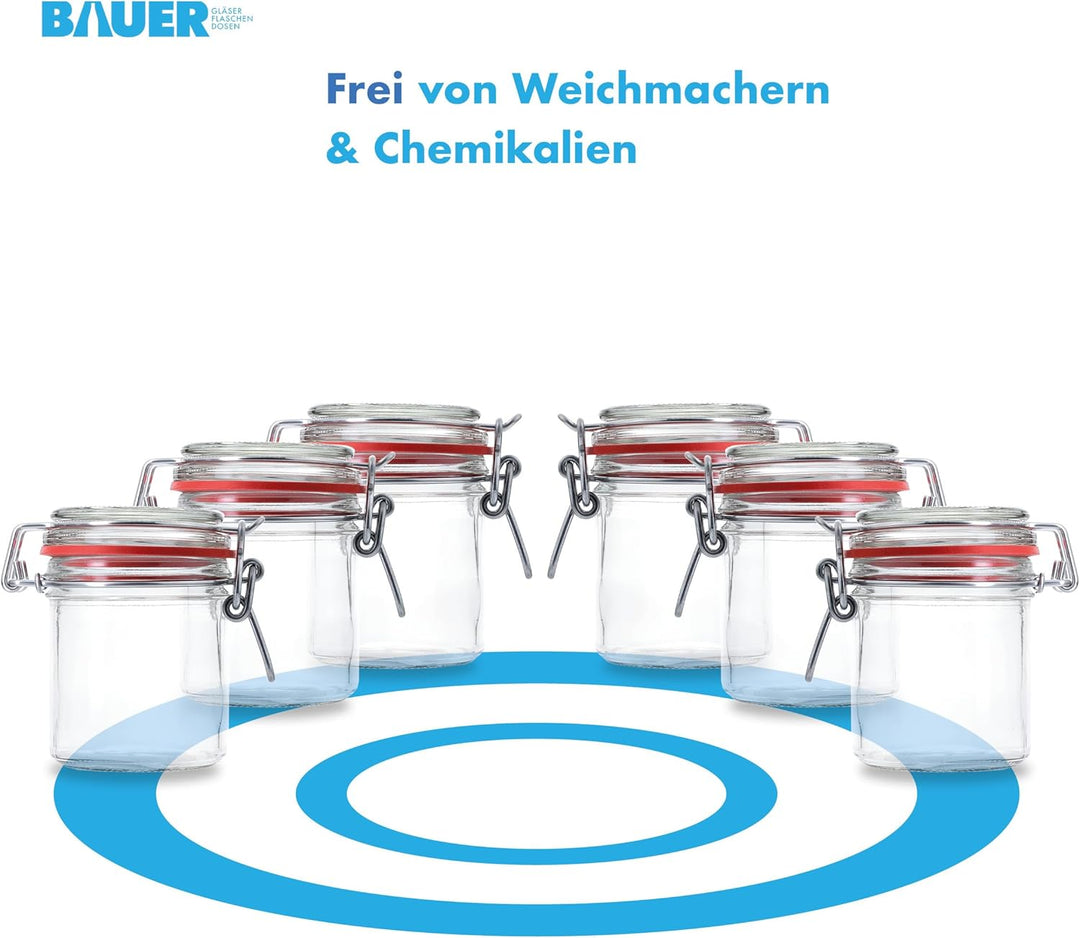 Flaschenbauer - 8 kleine Drahtbügelgläser 167 ml, verwendbar als Einmach- und Fermentierglas, zur Au
