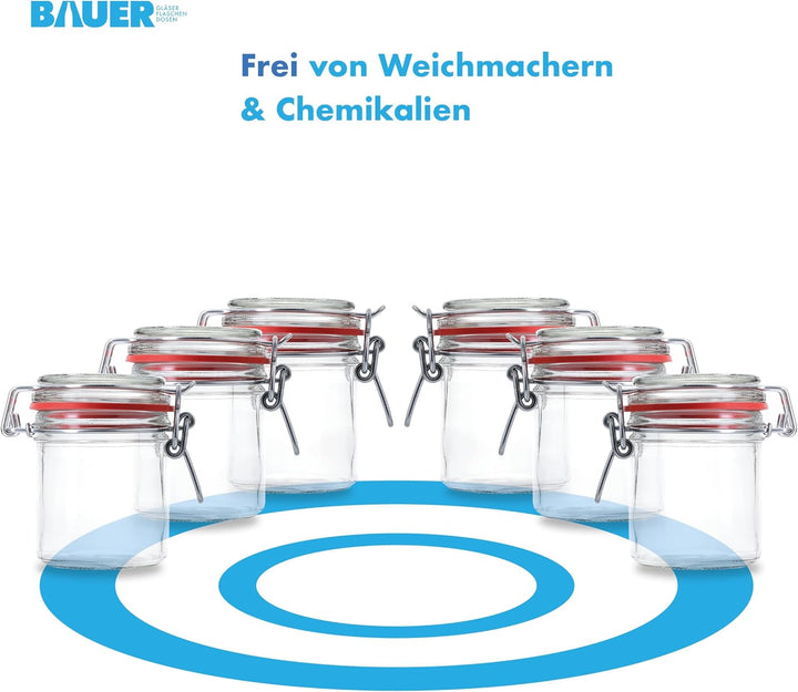 Flaschenbauer - 8 kleine Drahtbügelgläser 167 ml, verwendbar als Einmach- und Fermentierglas, zur Au