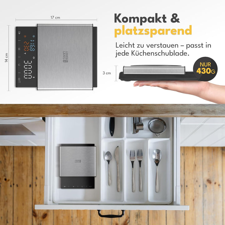 LEBENLANG Kaffeewaage & Espresso Waage - 0,1g Präzise mit Timer I Barista Coffee Scale I Kaffeewaage