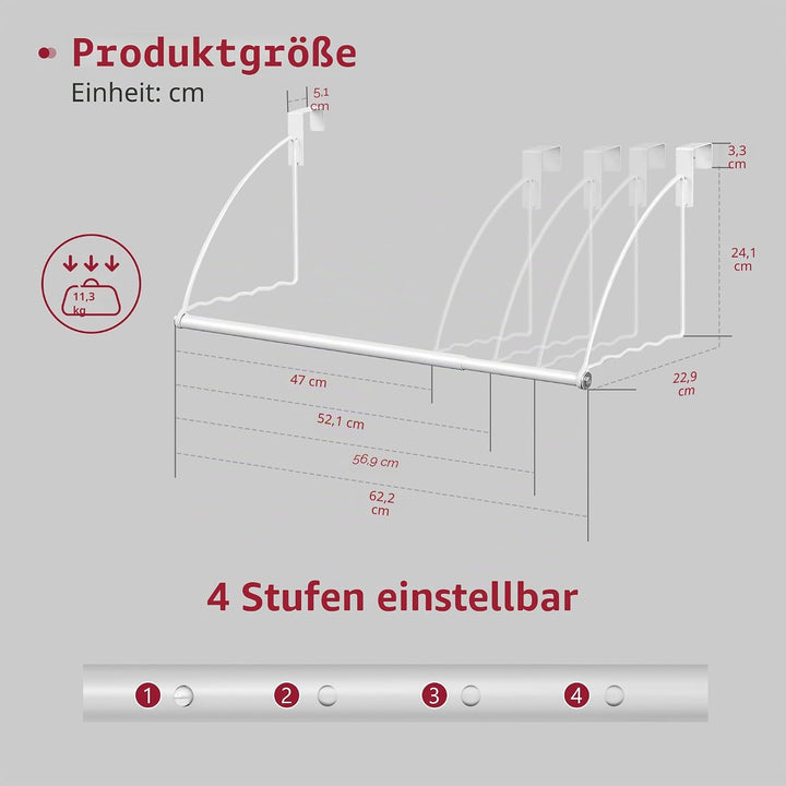 Tajsoon Türüberhängendes Kleiderbügelregal, Verstellbar & Erweiterbar, für Handtücher und Mäntel, Ha