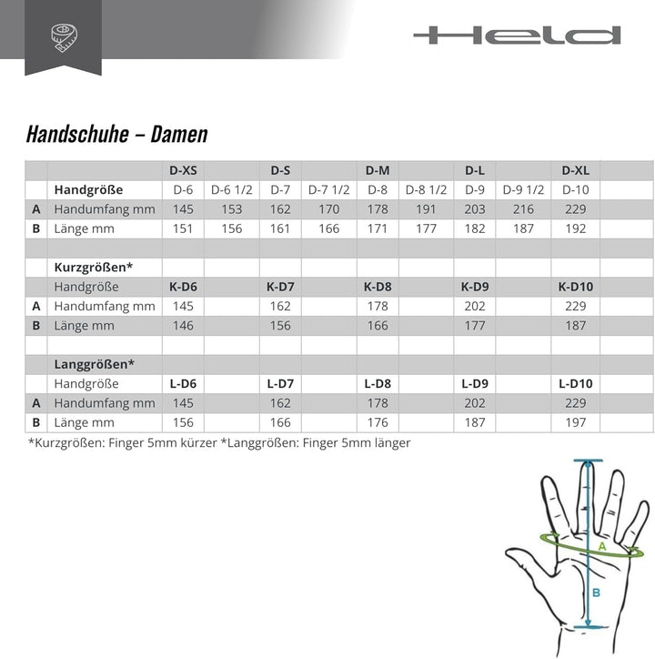 Held Leather Gloves Lady Desert Ii Black D-7 D-7 Schwarz, D-7 Schwarz