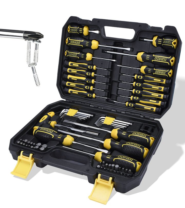 DOWELL Magnetischer Schraubendreher Set Schlitz/Phillips/Torx 108-teilig Stubby Schraubendreher Mini