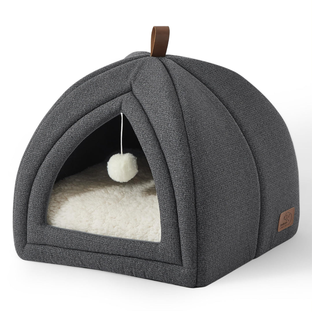 BEDSURE Katzenbett grosse Katzen Katzenhöhle- 40x40x40 cm Katzenhaus Indoor mit abnehmbarem Sherpa K