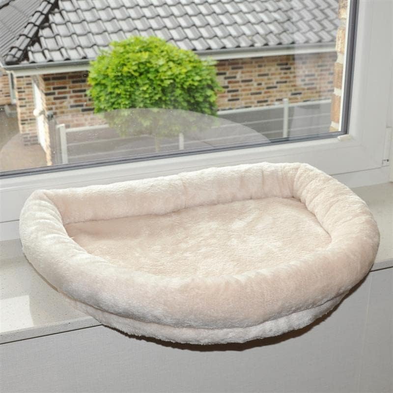 nanook Fensterbank Liege Top für Katzen - Fensterliegekissen - Plüschrand - XXL 60 x 45 x 10 cm - be