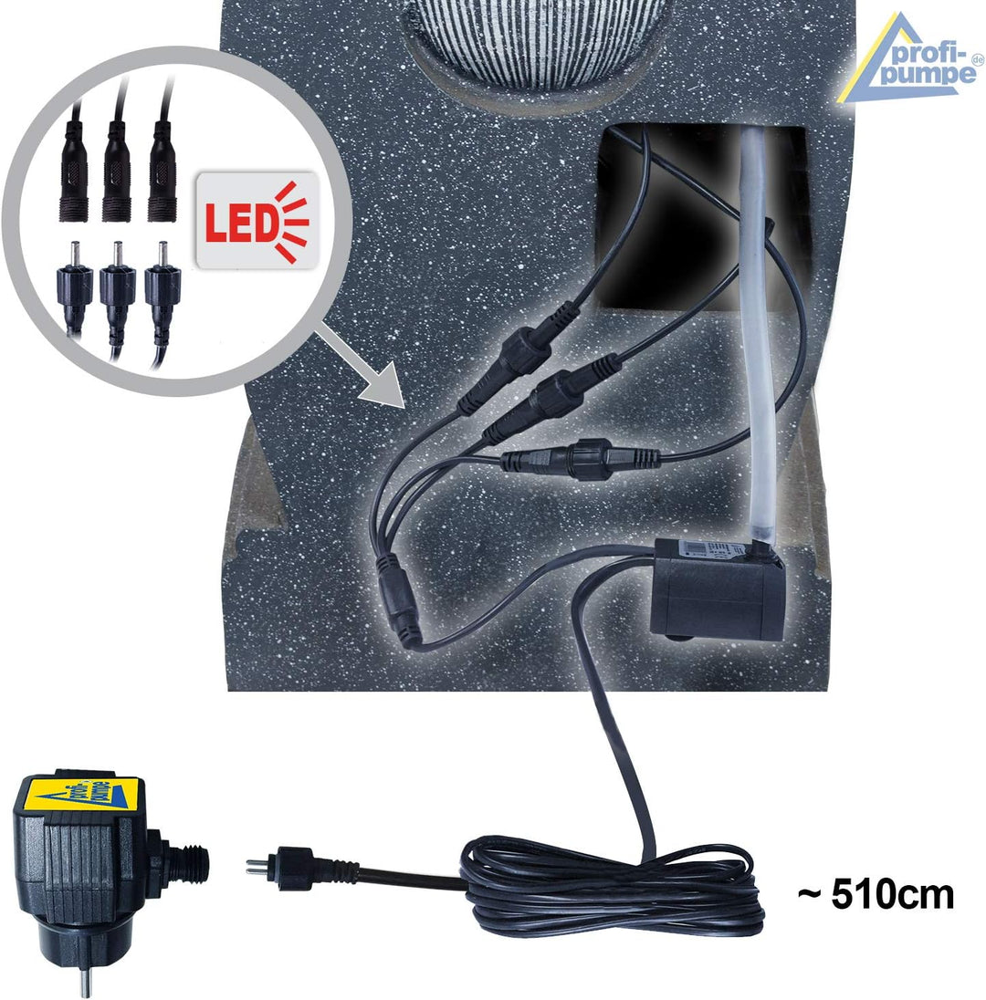 Gartenbrunnen Brunnen Zierbrunnen Zimmerbrunnen Springbrunnen Brunnen mit LED-Licht 230V Wasserfall