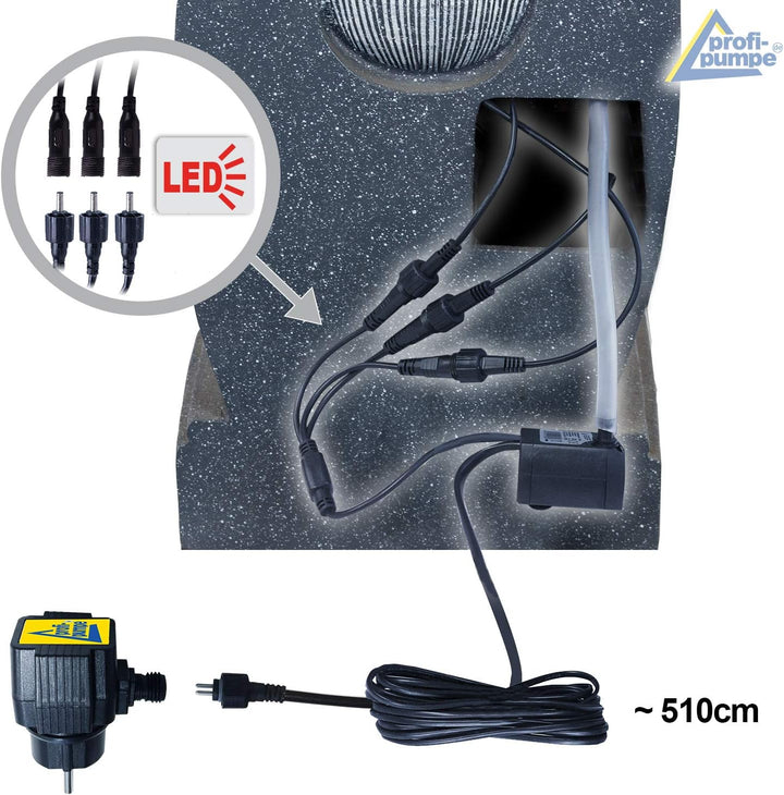 Gartenbrunnen Brunnen Zierbrunnen Zimmerbrunnen Springbrunnen Brunnen mit LED-Licht 230V Wasserfall