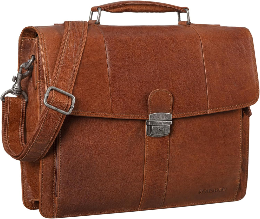 STILORD 'Havanna' Leder Businesstasche A4 Gross Klassische Aktentasche Arbeitstasche Abnehmbarer Sch