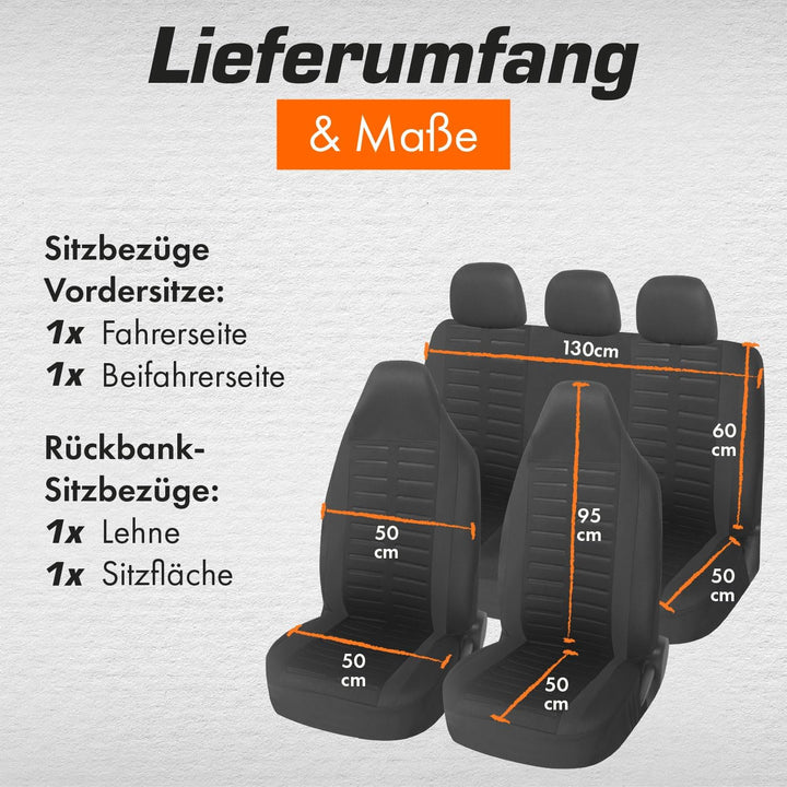 Upgrade4cars Autositzbezüge Set für Pilotensitze | Autositzbezug Komplettset in Schwarz | Autoschonb