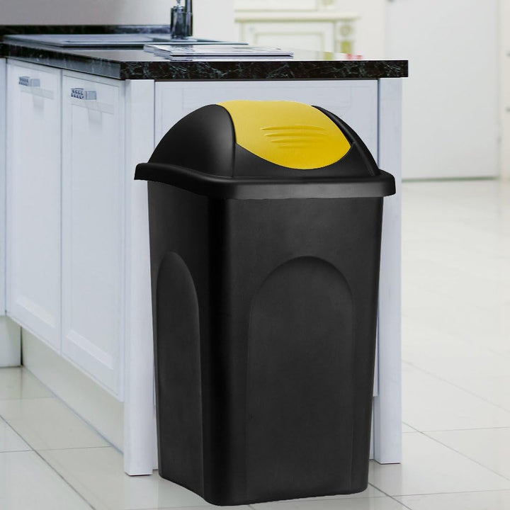 Stefanplast® Mülleimer mit Schwingdeckel, 60 Liter Schwarz/Gelb, Schwarz/Gelb