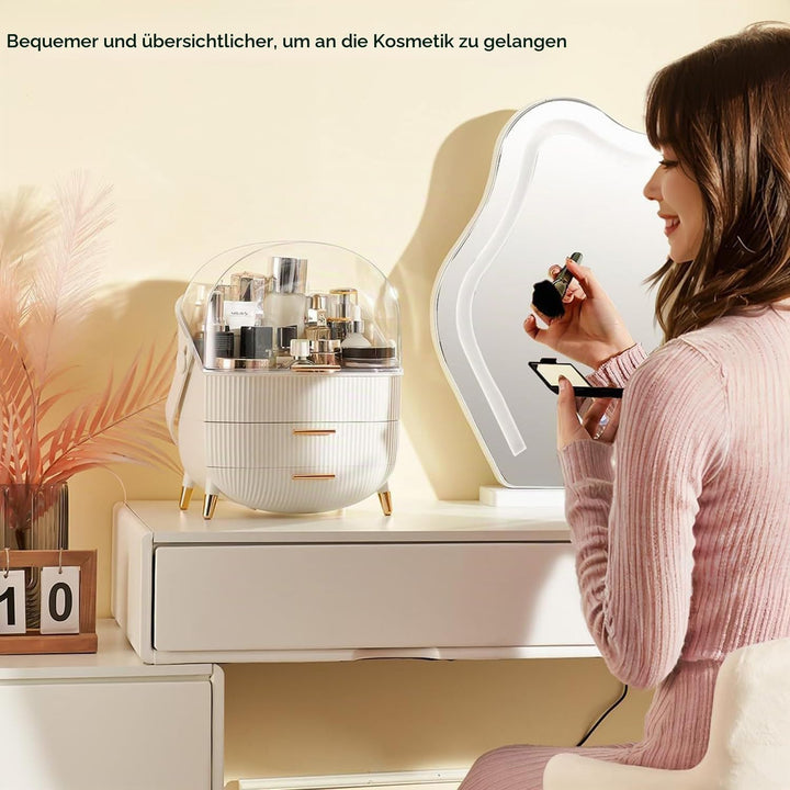 Make up Organizer Aufbewahrungsbox, Kosmetik Vitrine mit Transparentem Deckel, Staubdichte Kosmetik