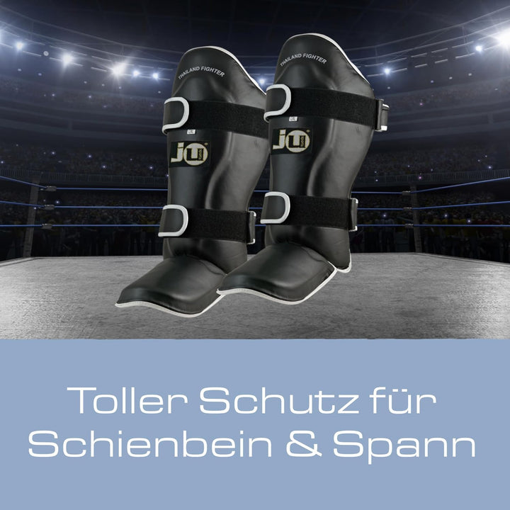 Ju-Sports Schienbein-Spannschutz, PU I Vorgebogener Schienbeinschoner Spannschutz I Gut für Kampfspo