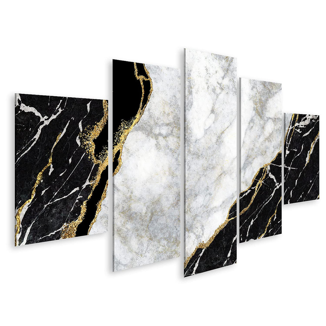 islandburner Bild auf Leinwand Luxus Abstrakter Hintergrund Schwarz Weisser Marmor Mit Goldenen Ader