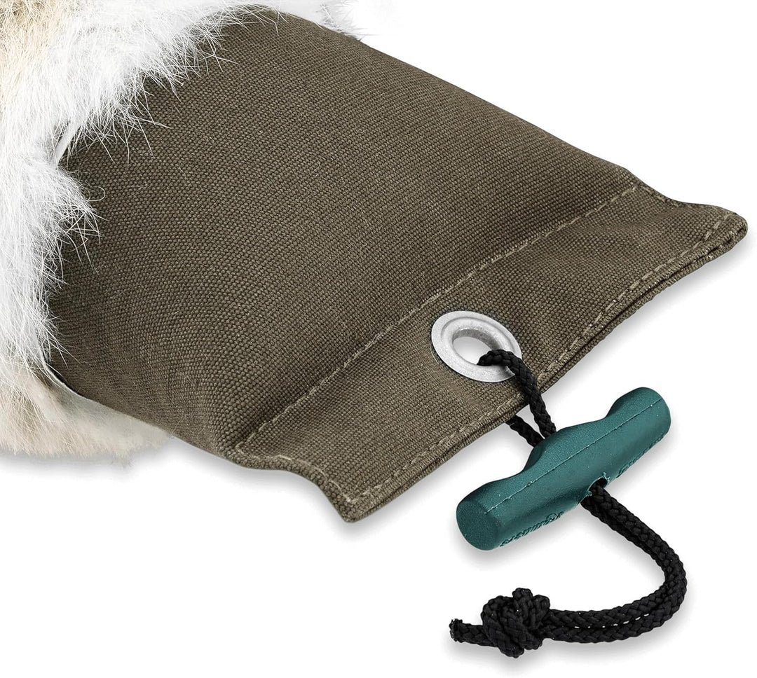 Firedog Dummy mit echtem Kaninchenfell | Robustes Apportel | Wild-Dummy für das Hundetraining/Jagdtr
