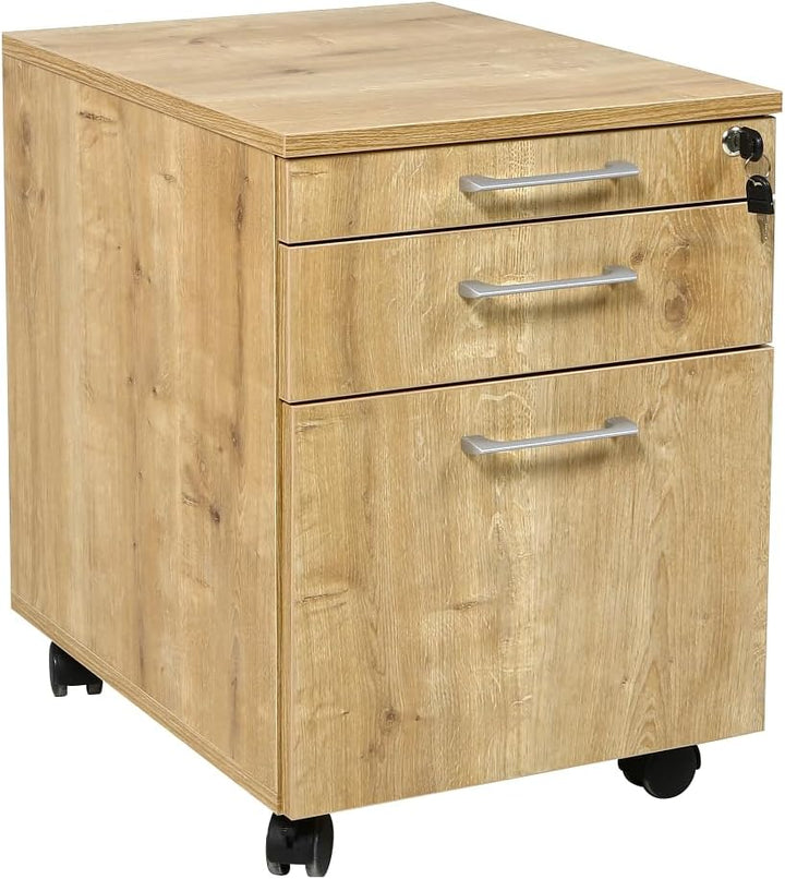 furni24 Rollcontainer, abschliessbarer Aktenschrank mit Schubladen, Büroschrank mit Rollen, für Akte