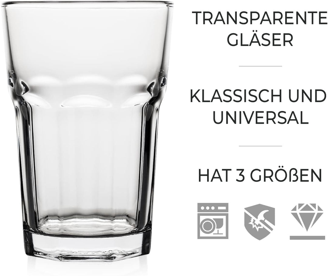 Konzept 11 - Wassergläser Set 12-teilig, Trinkgläser Set, 270ml Gläser Set Stapelbar- Perfekt für Sa