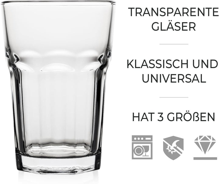 Konzept 11 - Wassergläser Set 12-teilig, Trinkgläser Set, 270ml Gläser Set Stapelbar- Perfekt für Sa