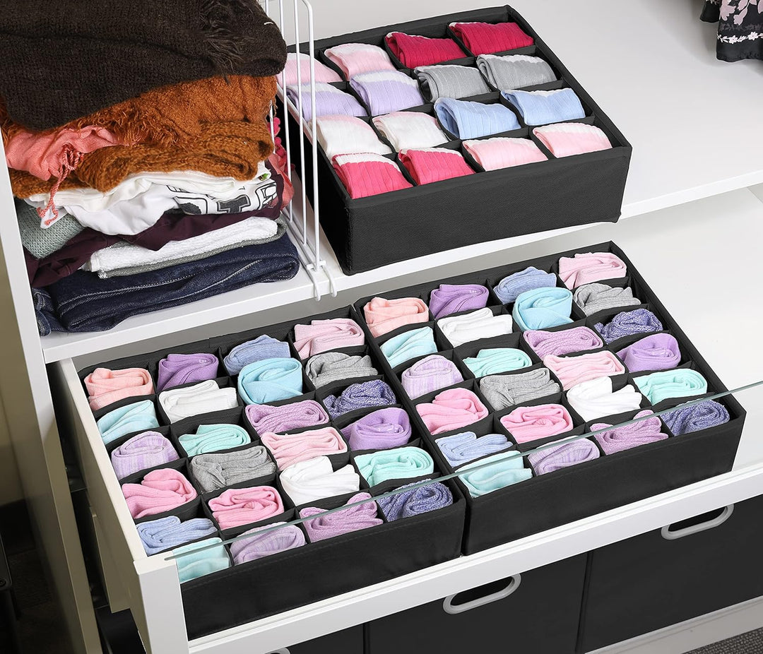 Simple Houseware Schrank-Schubladen-Organizer für Kleidung, Socken und Unterwäsche, 3er-Pack, Schwar