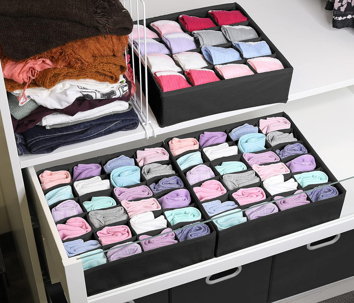 Simple Houseware Schrank-Schubladen-Organizer für Kleidung, Socken und Unterwäsche, 3er-Pack, Schwar