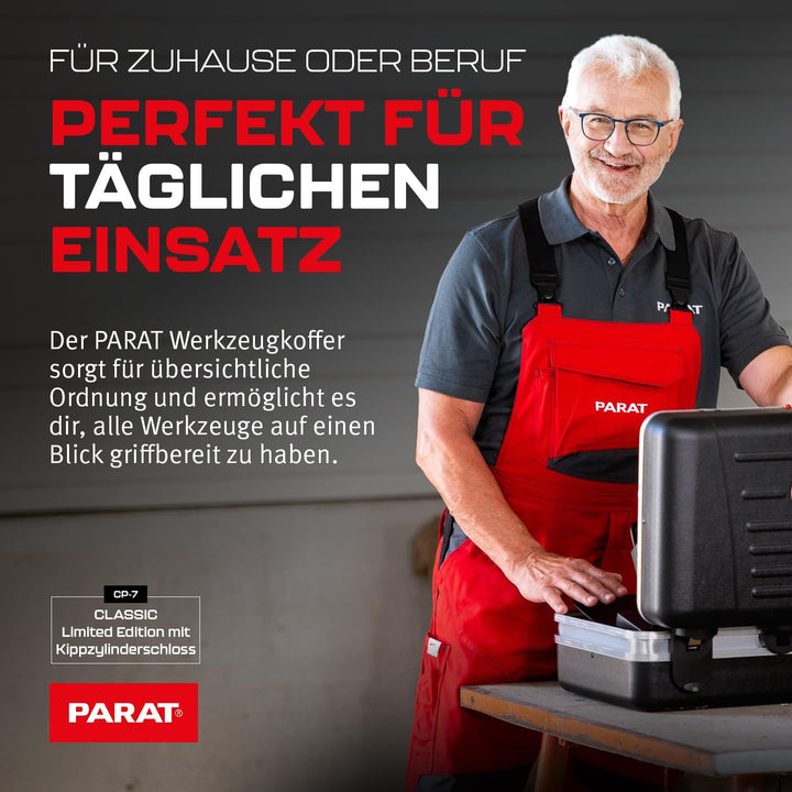 Parat Werkzeugkoffer Limited Edition | Werkzeug Koffer mit Soft-Touch X-ABS Oberfläche | CP-7 Halter
