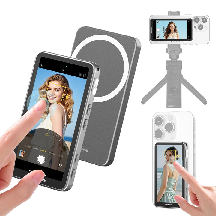 Newmowa Magnetischer Telefon Vlog Selfie Touchscreen Monitor mit Zoom,1080P Wireless Aufnahme,Telefo