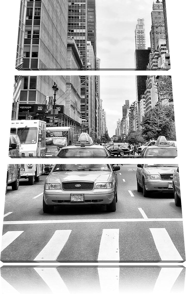 Pixxprint Taxi in New York City als Leinwandbild/Grösse: 3 Teilig (120x80) cm/Wandbild/Kunstdruck/fe
