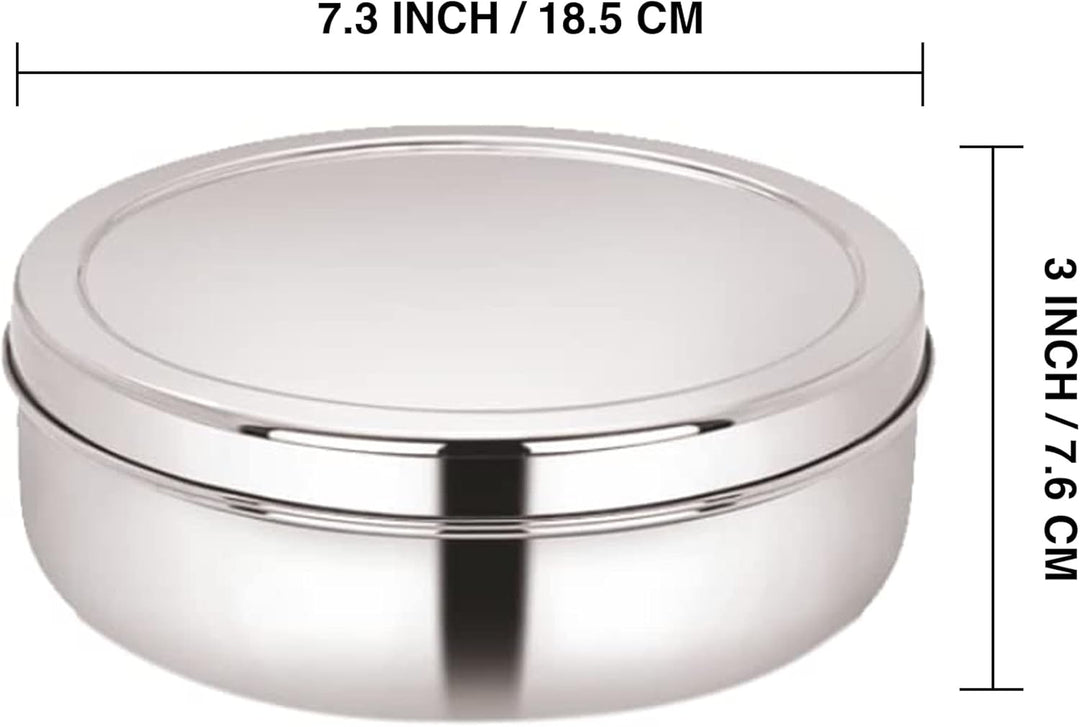 KSJONE Doppeldeckel-Gewürzbehälter Masala Dabba mit 7 Fächern und 7 Löffeln, Masala-Box, Gewürzbehäl