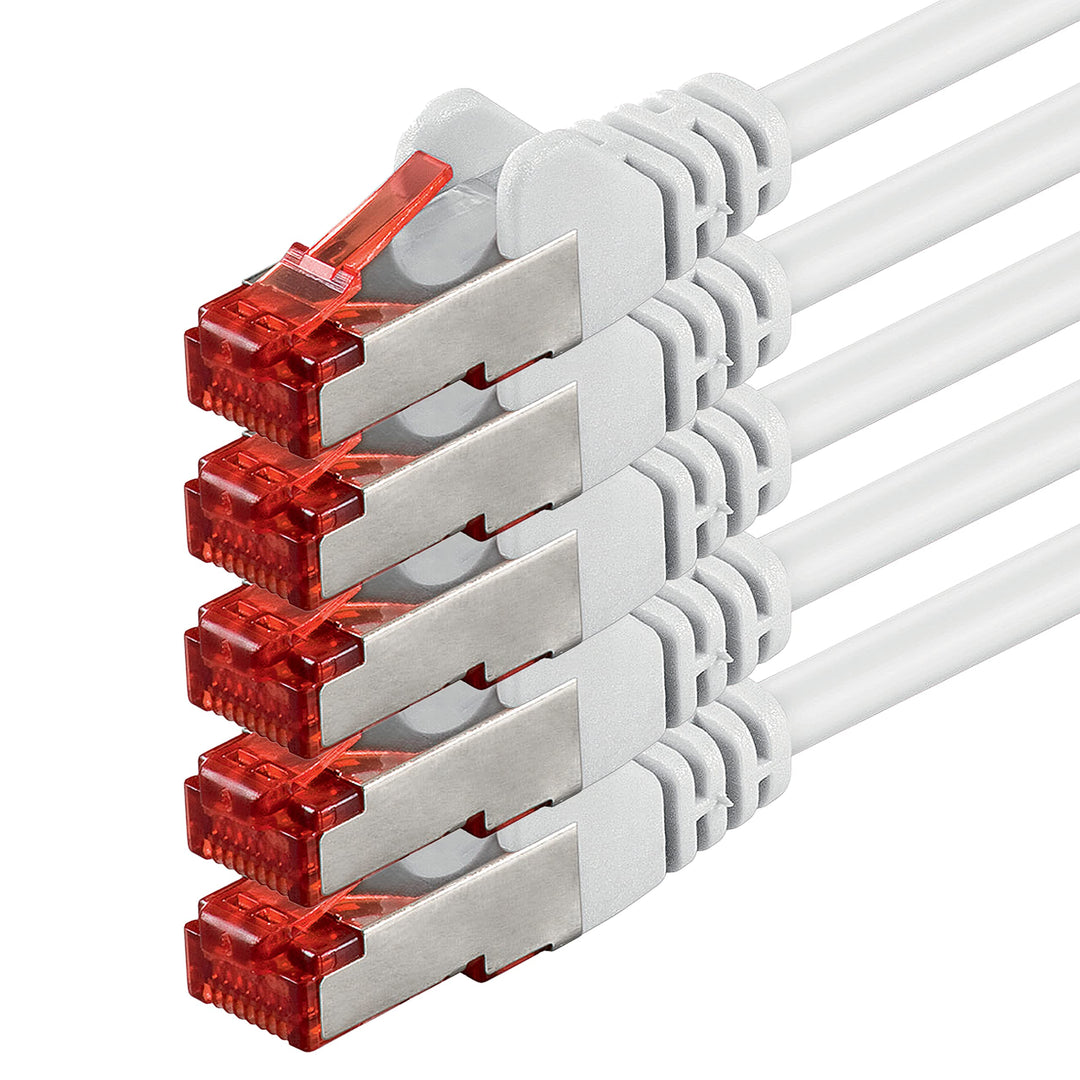 1aTTack.de 5x 10m - Cat 6 Netzwerk-Kabel Patch-Kabel Cat6 RJ45 SFTP - Weiss 10,0 Meter Weiss, 10,0 M