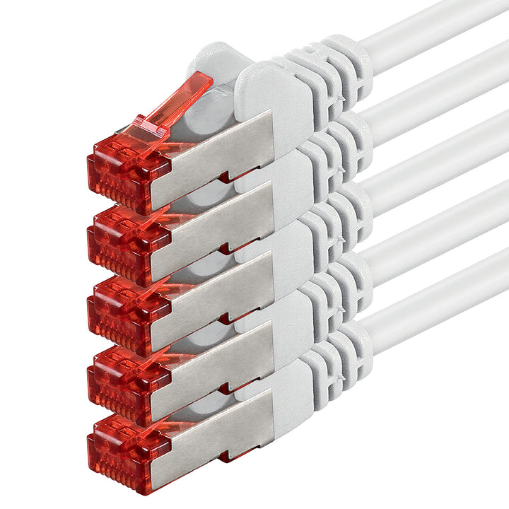 1aTTack.de 5x 10m - Cat 6 Netzwerk-Kabel Patch-Kabel Cat6 RJ45 SFTP - Weiss 10,0 Meter Weiss, 10,0 M