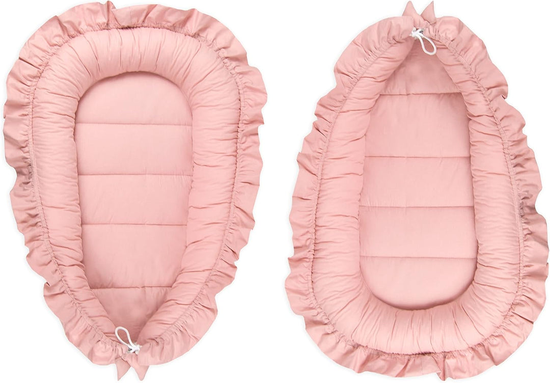 PIMKO Babynest mit rüschen Babynestchen für Baby Kuschelnest Babykokon für Säuglinge und Neugeborene