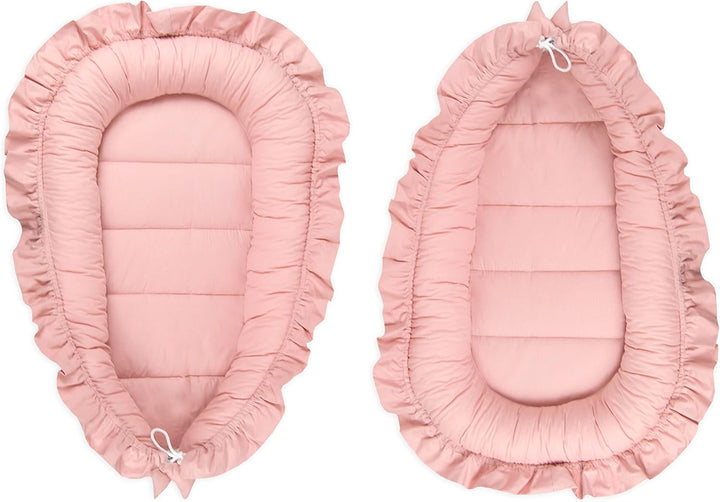 PIMKO Babynest mit rüschen Babynestchen für Baby Kuschelnest Babykokon für Säuglinge und Neugeborene