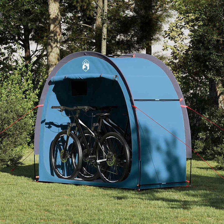 vidaXL Fahrradgarage mit Dach mit Speicher Blau 210 x 90 x 174 cm, Faltbares Zelt für Fahrräder, was