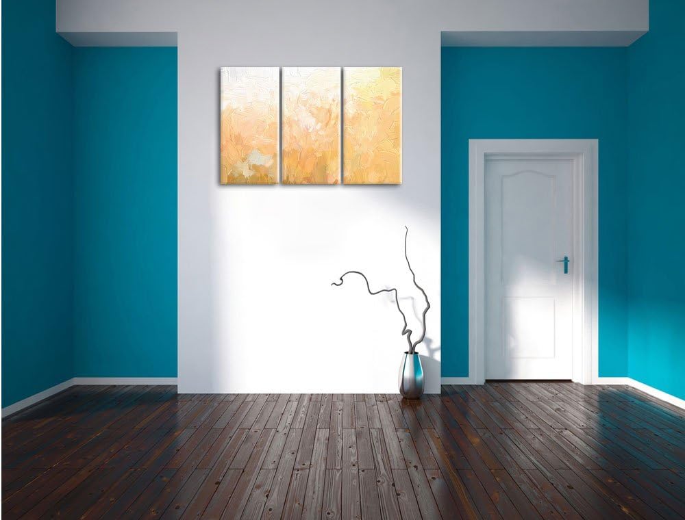 Pixxprint Romantische Blumenwiese als Leinwandbild/Grösse: 3 Teilig (120x80) cm/Wandbild/Kunstdruck/