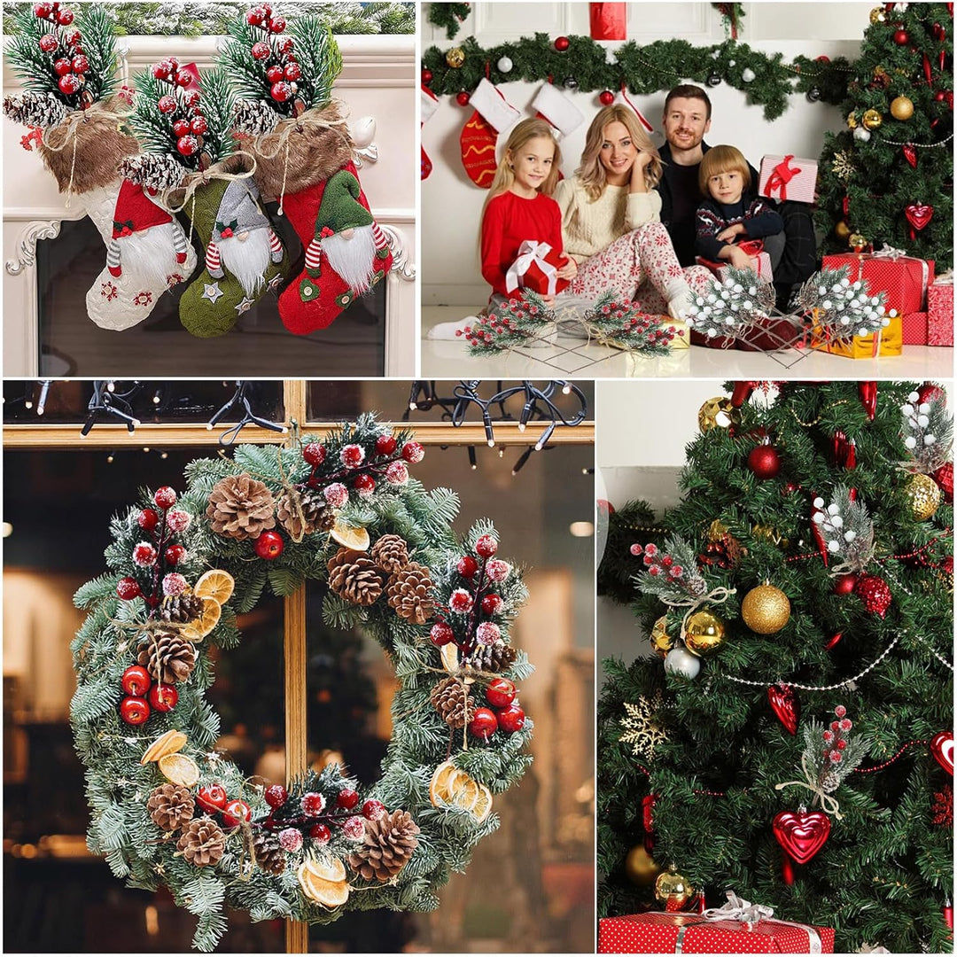 12 Stück Künstliche Weihnachtsbeeren Tannenzweige Weihnachten Beeren Stiele Weihnachtsbeeren Stiele