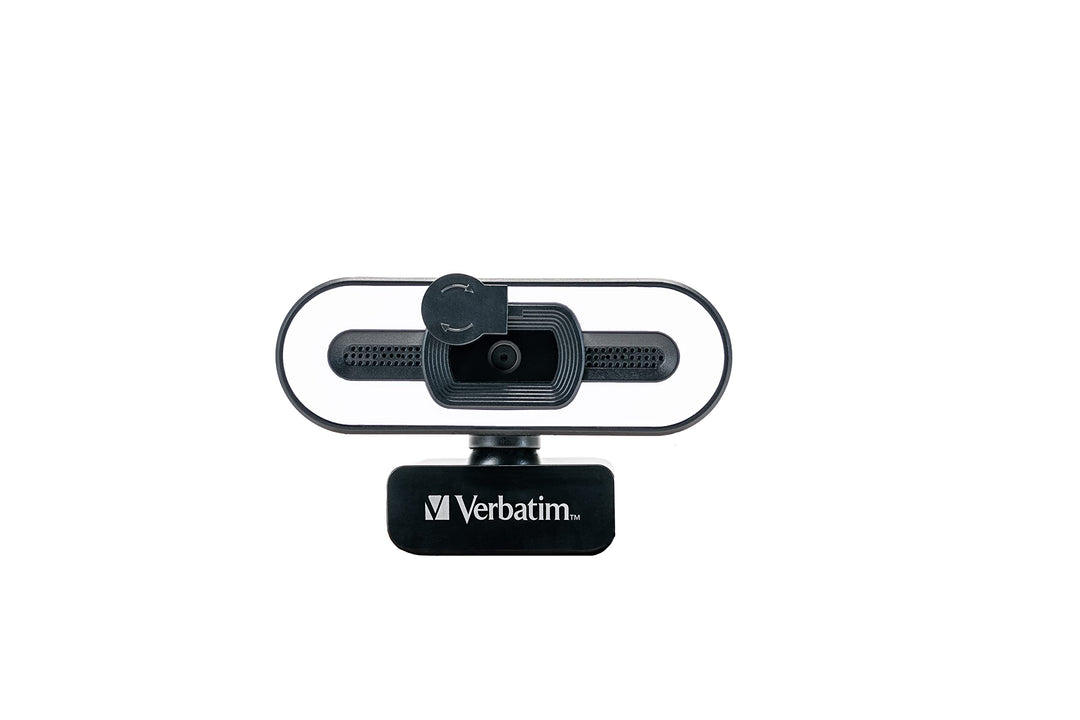 Verbatim Webcam mit Mikrofon und Beleuchtung, externe Kamera für Computer oder Laptop mit Full HD 10