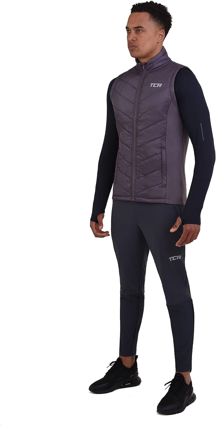 TCA Herren Excel Runner Leichte und gepolsterte Weste mit Reissverschlusstaschen L Violett, L Violet