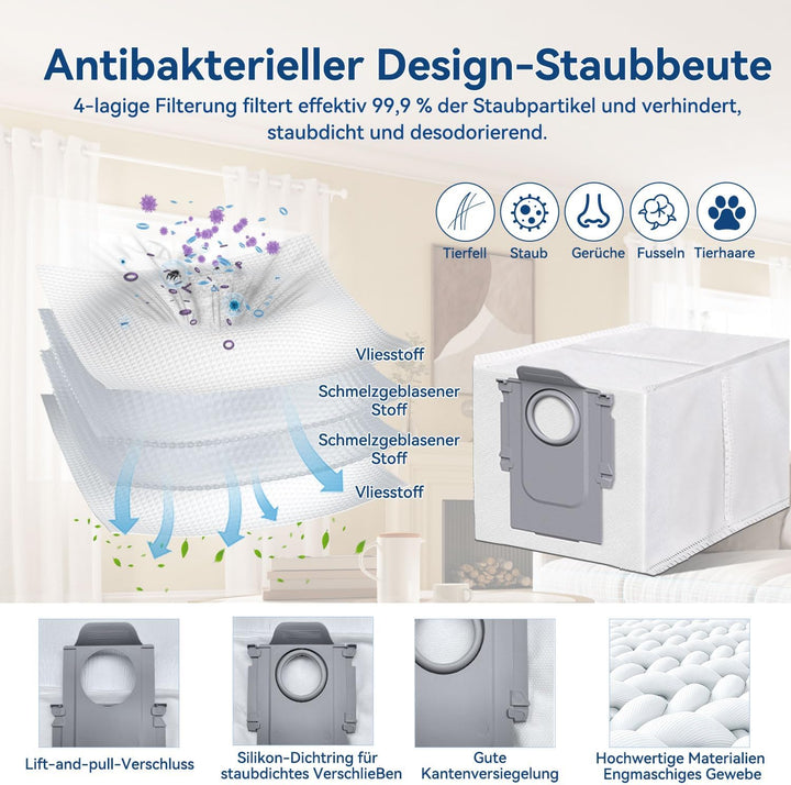 16 Stück Staubbeutel für Roborock Qrevo Pro/QV 35A/Saros 10R/Qrevo Maste/Qrevo Edge/Qrevo Curv/Q Rev