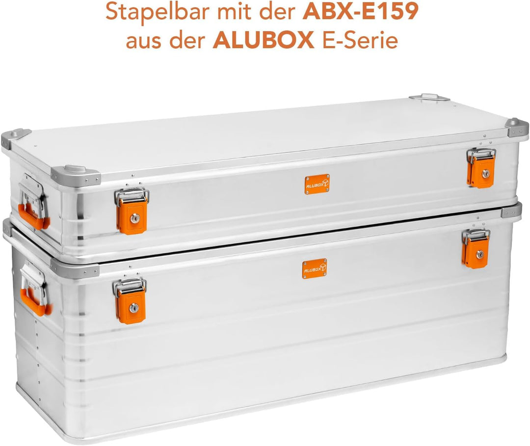 Alubox Alukiste abschliessbar E159 - Premium Aluminium Lagerbox 159 Liter - Deckel mit Aluminium Dru
