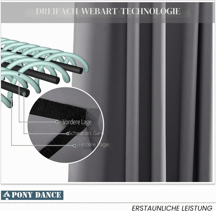 PONY DANCE Wohnzimmer Vorhänge mit Kräuselband für Schiene Raumteiler Vorhang 1er Set H 220 x B 300
