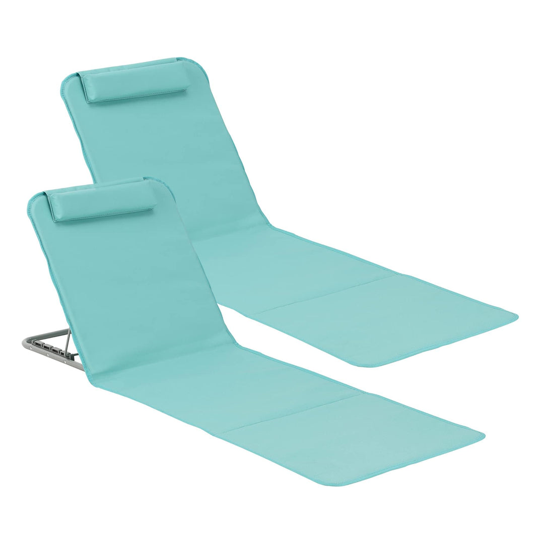 [en.casa] Strandmatte Donostia 2er Set Sonnenmatte klappbar Türkis Strandliege mit Verstellbarer Rüc