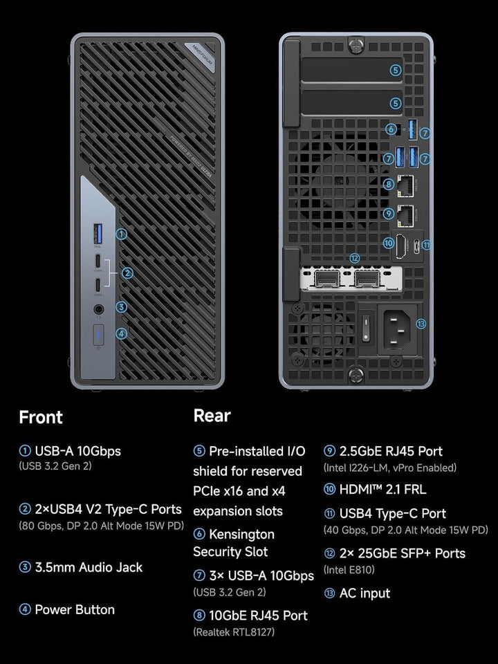 MINIS FORUM MS-02 Ultra Workstation Mini PC, Intel Core Ultra 9 285HX (24C/24T, bis zu 5.5GHz), 32GB