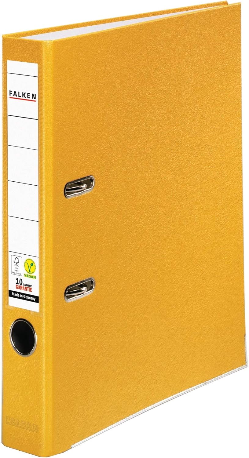Original Falken 5er Pack PP-Color Kunststoff-Ordner. Made in Germany. 5 cm schmal DIN A4 gelb Vegan