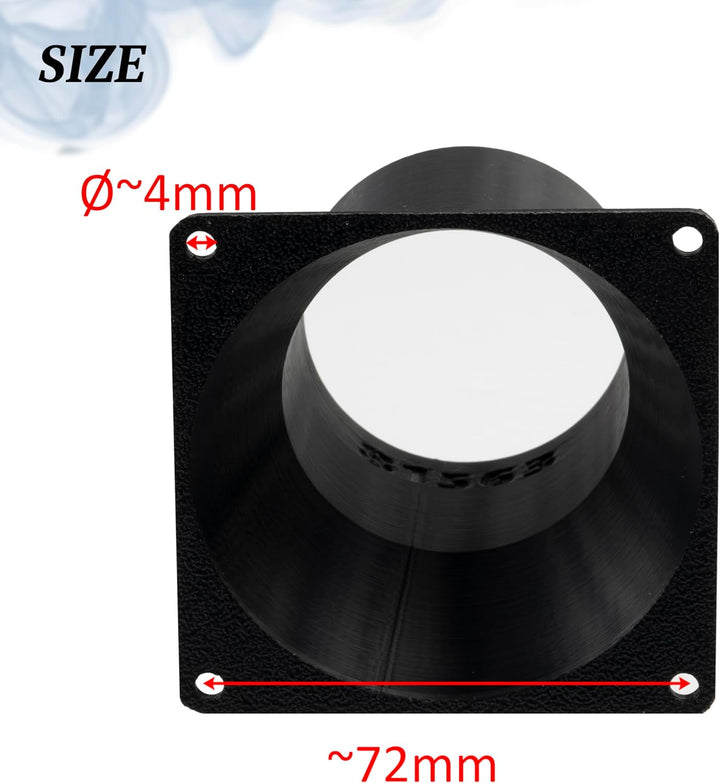 AERZETIX Quadratisch-Rund-Adapter für Luftstrom für Lüftungskanal 80x80 mm Ø58 mm aus ABS-Kunststoff