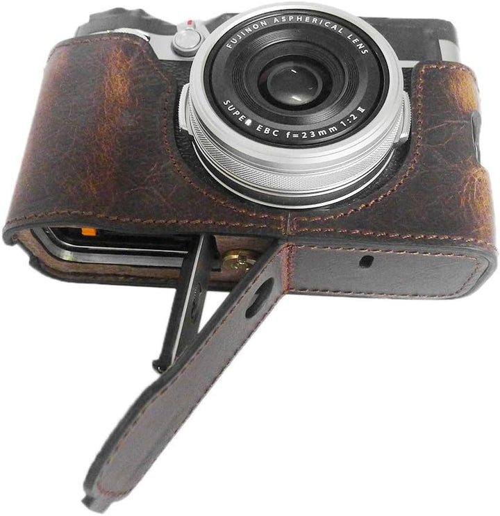 MUZIRI KINOKOO Echtleder Tasche für FUJI X100V Echtleder Grip Case Fujifilm X100V Bottom Case Schutz