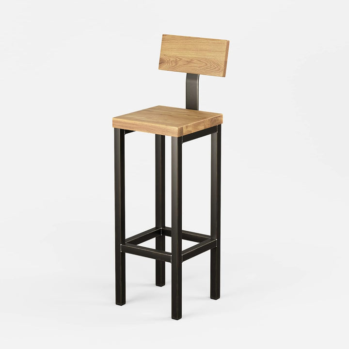 Original-BestLoft® Barhocker New York Handmade Industriedesign Loft Stahl Holz Eiche massiv (Hell Na