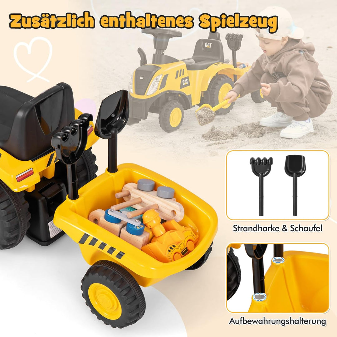 COSTWAY Rutschauto mit abnehmbarem Anhänger, Rutscher Traktor mit Schaufel & Rechen, Rutschfahrzeug